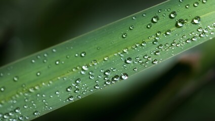 close up blade of grass with water droplets