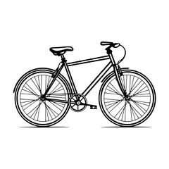 Vector Illustration of a bicycle with lines drawing for logo,icon, black and white 