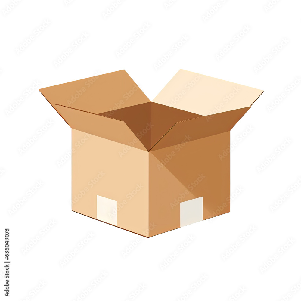 Poster raster version of an isolated black open cardboard box