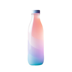 A plastic bottle photographed up close against a transparent background