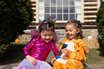 girls in festive costumes