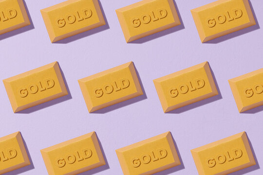 Gold bar seamless pattern, bullions golden treasury luxury rich