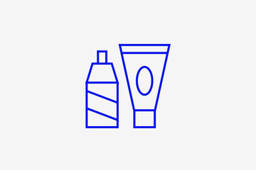 beauty cream illustration in flat style design. Vector illustration in trend blue color. 
