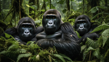 Obraz premium Three Large Male Mountain Gorillas