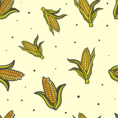 Autumn vibes - cartoon seamless pattern of cute corncobs