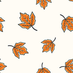 Autumn vibes - cartoon seamless pattern of cute fall of leaves