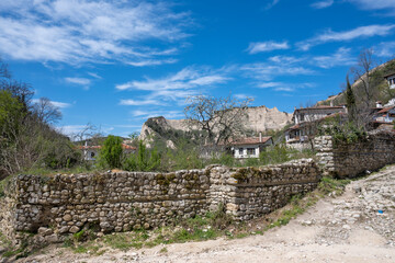 Typical street and old houses at town of Melnik, Bulgaria