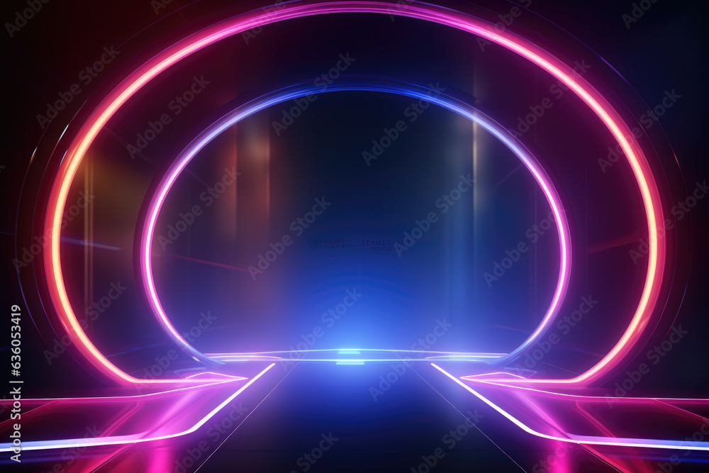 Poster abstract motion background captivates with vibrant neon lights, creating an atmosphere of modern art