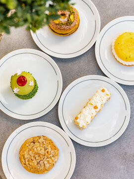 Selection of patisserie cakes