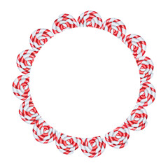 Watercolor frame and logo with christmas candy cane illustration. New year hand painting lollipop isolated on white background. For designers, food decoration, me