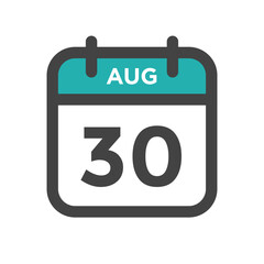 August 30 Calendar Day or Calender Date for Deadlines or Appointment