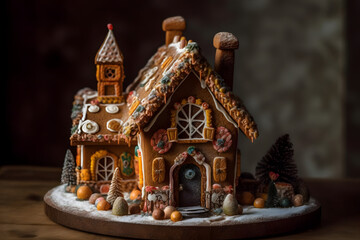 Fototapeta premium gingerbread house, whimsical edible holiday decoration