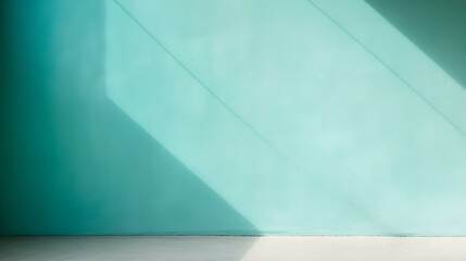 Empty Room in cyan Colors with Shadows on the Wall. Elegant Studio Background for Product Presentation.
