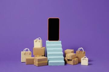 online shopping concepts with smartphone and product box order