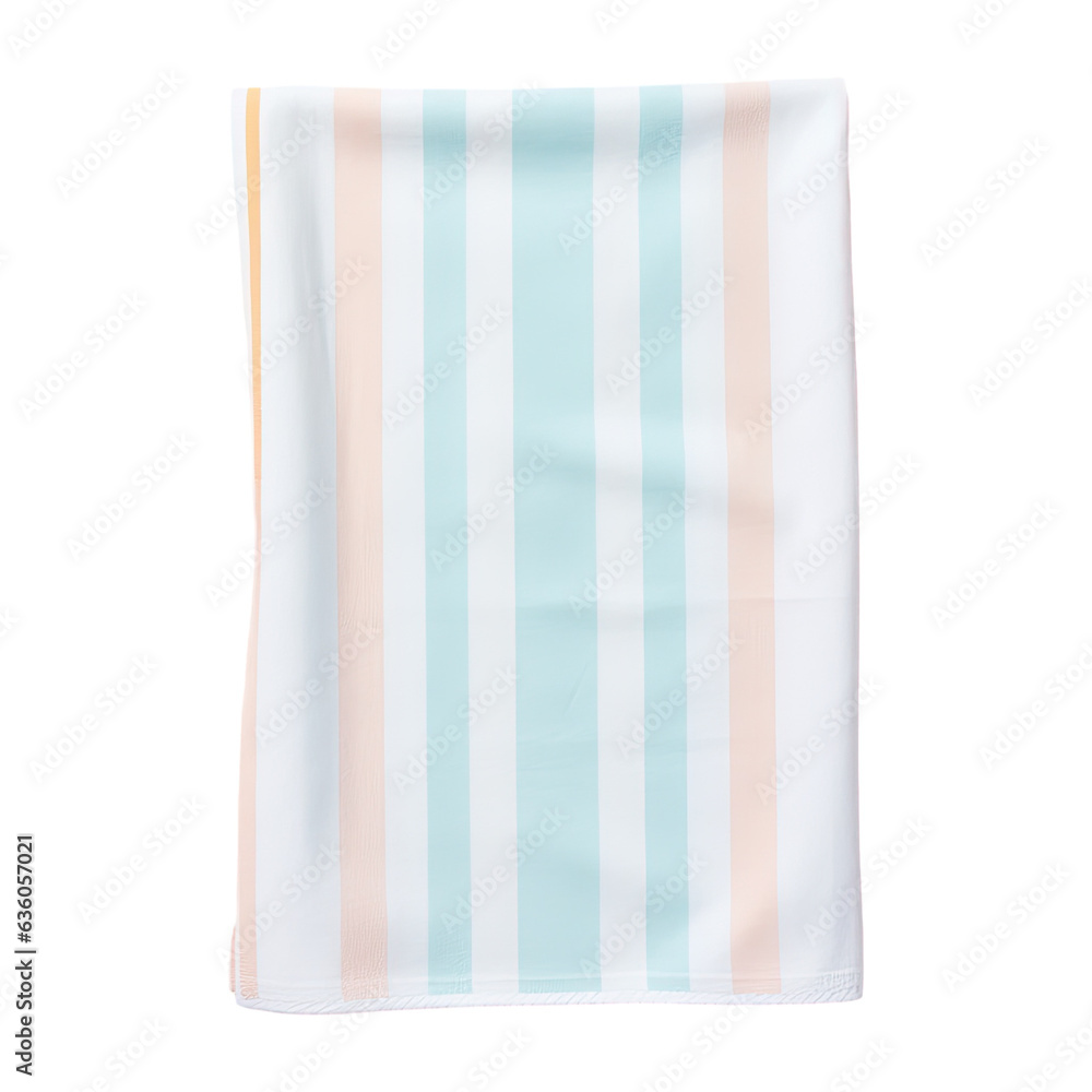 Poster top view of white beach towel isolated on transparent background with clipping path