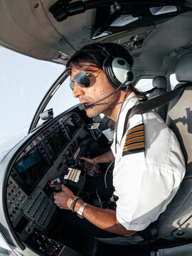 Pilot Flying Small Turboprop Passenger Aircraft
