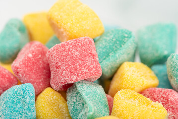 Sweets, closeup of beautiful colorful candies , selective focus.
