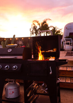 Outdoor Grill on a Warm Summer Night 