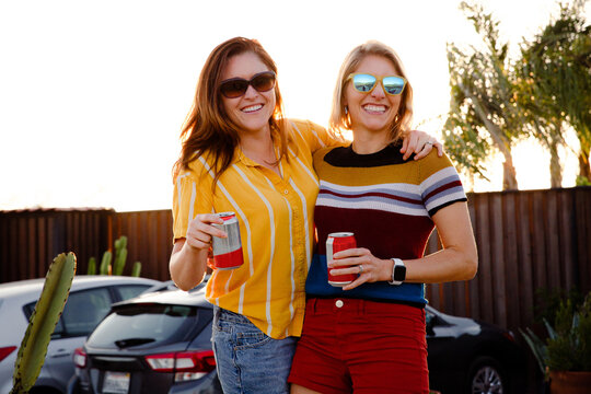 Couple at Colorful Summer Party 