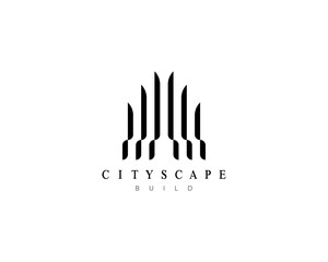 Real estate, building, cityscape, architecture, construction, property, structure and planning logo.