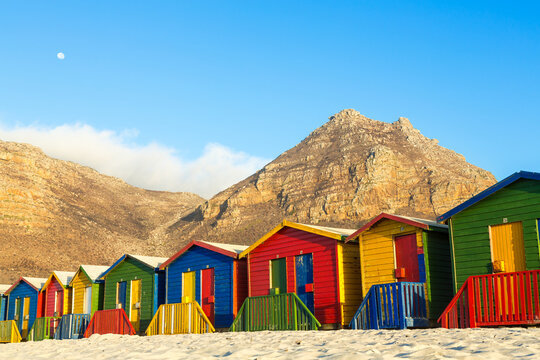 Beach huts, Muizenberg beach, Cape Town, Western Cape