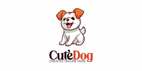 Unleash Creativity: Vector Illustration of White and Brown Dog Cartoon for Various Projects