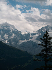 Mönch and Jungfrau on a cloudy day view at Glaciers