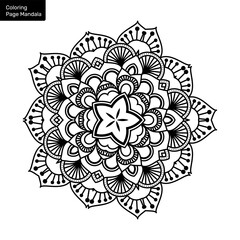 Outline mandala for coloring book. Clean Decorative round ornament. Oriental pattern, Vector illustration Coloring book page. Circular pattern in form of mandala for Henna, Mehndi, tattoo, decoration.