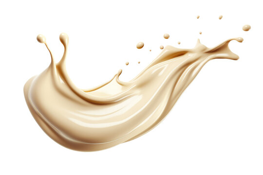 White chocolate wave splash. Cutout on Transparent