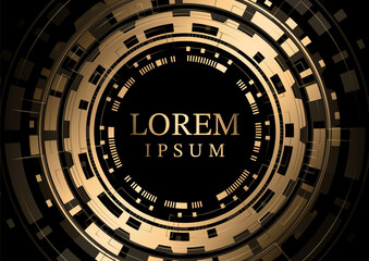 Abstract futuristic gold gear cyber space background