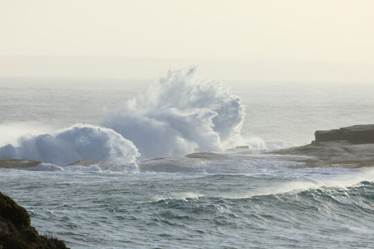 Waves from a storm hitting the coast of The Great Australian Bight. 
