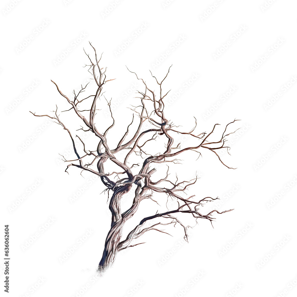 Poster tree without leaves on a transparent background
