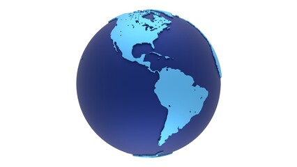 blue planet 3d rotating globe illustration, world map metallic blue colour. can be used to represent business communications, earth day, gps or geographical hemisphere
