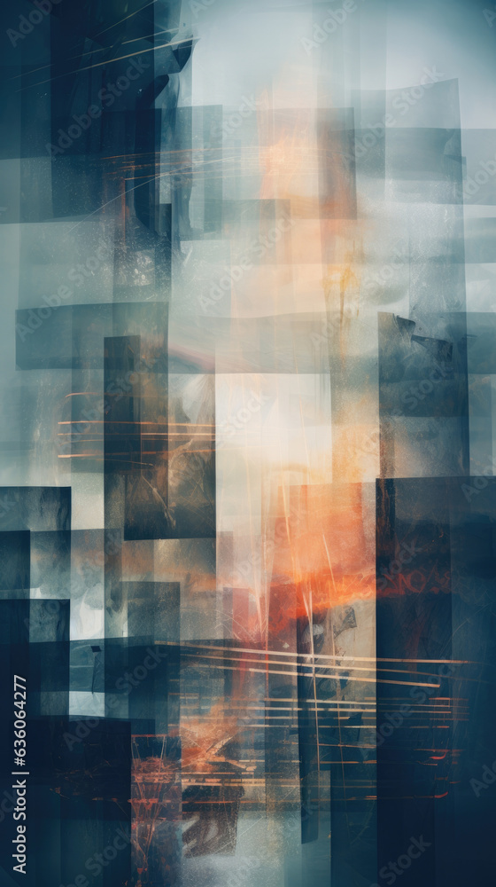 Poster a blurry distorted collage of multiple images overlapping each other giving a unique hazy look. abst