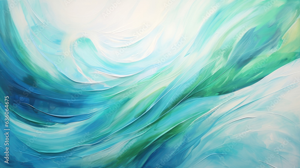 Aufkleber abstract swirls of light blue and green that create the image of an ocean wave crested with shining 