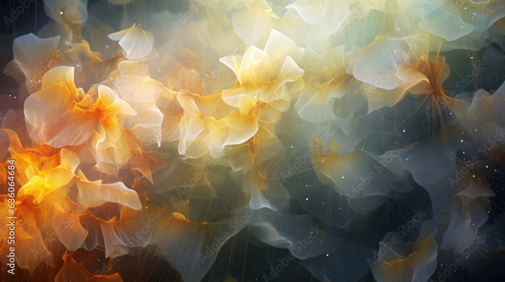 Aufkleber a kaleidoscopic landscape of finely tea leaves illuminated from a light source within the scene and 