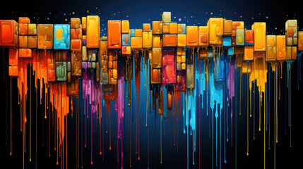 Fractal Drip A digital painting of blocks of color that appear to be dripping down the page with abstract Abstract wallpaper backgroun