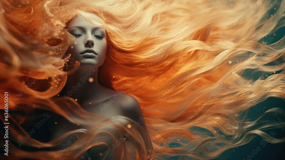 Poster an animated swirl of hair strands cascading across the screen accompanied by a soundtrack of waves c