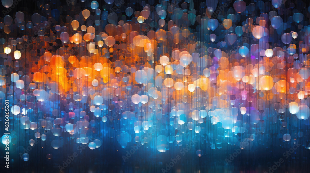 Poster a wall of lights that morph and change color as it rises and falls representing the unpredictable mo