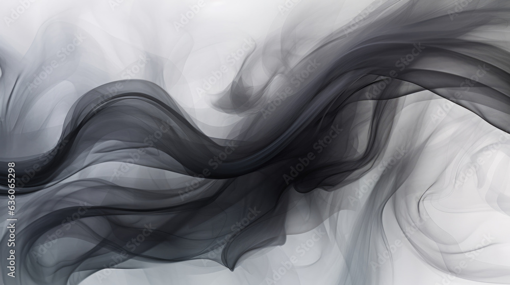 Poster a swirl of varying shades of gray smoke that create an intricate pattern of shapes and forms. abstra