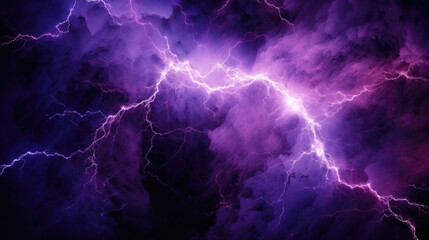 Fototapeta na wymiar An electric purple lightning storm that flashes and crackles across a darkening sky. Abstract wallpaper backgroun