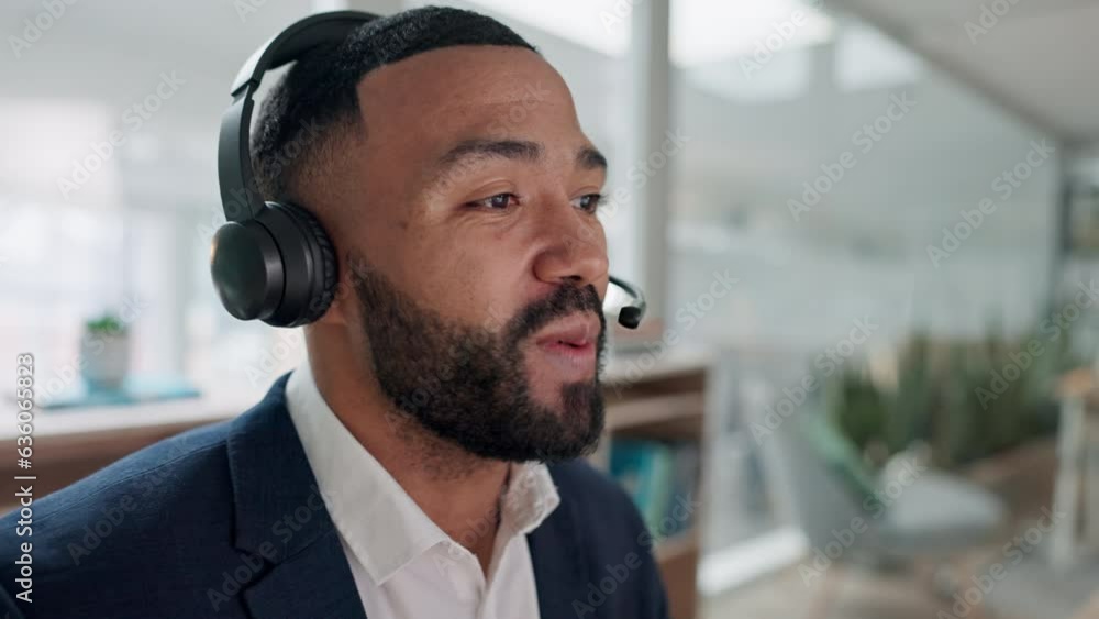 Poster call center, smile and man with telemarketing, help and connection with tech support, crm and consul