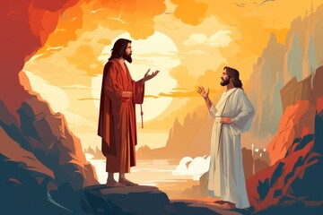 A painting of Jesus talking to a disciple. Digital image.