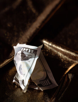 Wrinkled One Hundred Dollar Bill 
