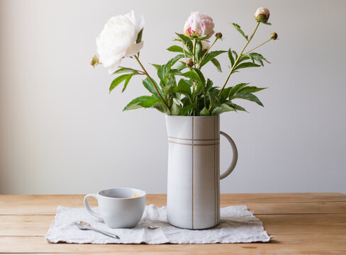 Spring flowers and tea