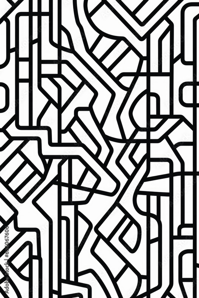 Poster a black and white geometric design with lines. digital image. frame with copy space.
