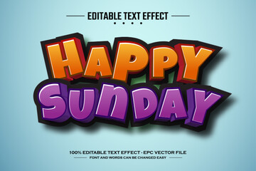 Happy sunday 3D editable text effect template