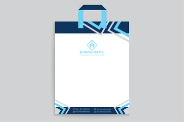 Company shopping bag design and blue color