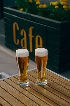 Two cold light beers