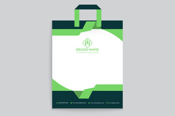 Corporate   green color shopping bag design